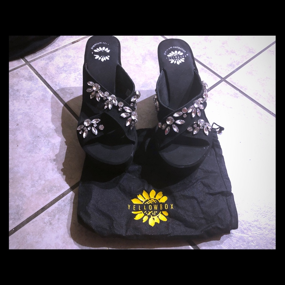 High wedge diamanté sandals